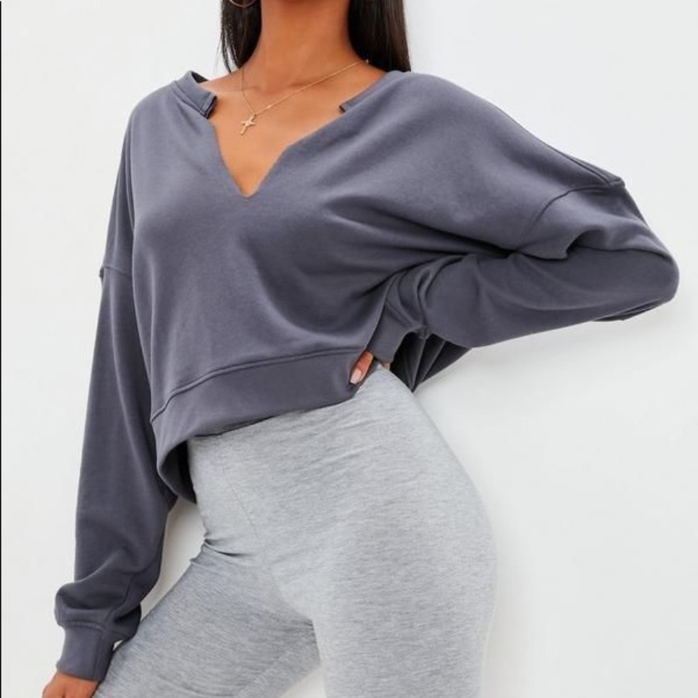 Missguided Oversized V Front Sweatshirt